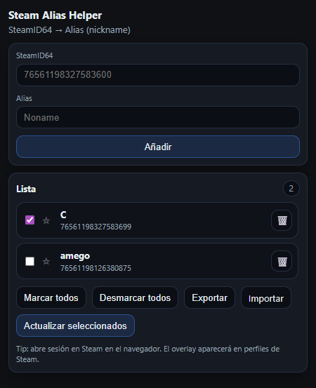 Steam Alias Helper Preview